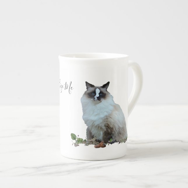 Tasse En Porcelaine Bouchon de chat Birman (Devant droit)