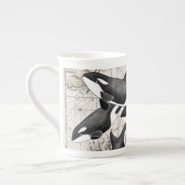 Tasse En Porcelaine Boussole nautique d'orque (Gauche)