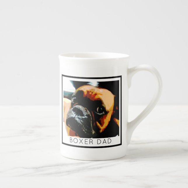 Tasse En Porcelaine Boxe Dog Dad Custom Pet Photo (Droite)