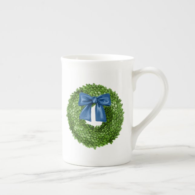 Tasse En Porcelaine Boxwood Wreath with Blue Bow Ceramic (Droite)