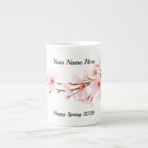 Tasse En Porcelaine Branche de Cerisier Fleurissant Personnalisée