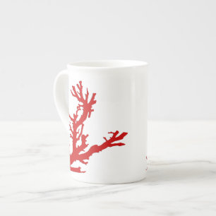 Tasse En Porcelaine Branche de corail - corail rouge foncé et blanc