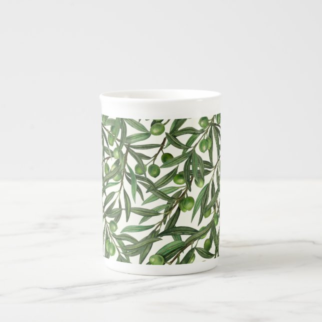 Tasse En Porcelaine Branches d'olive sur blanc (Devant)