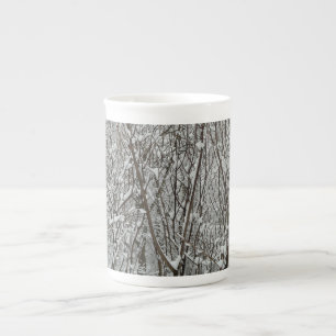 Tasse En Porcelaine Branches enneigées Hiver Abstrait