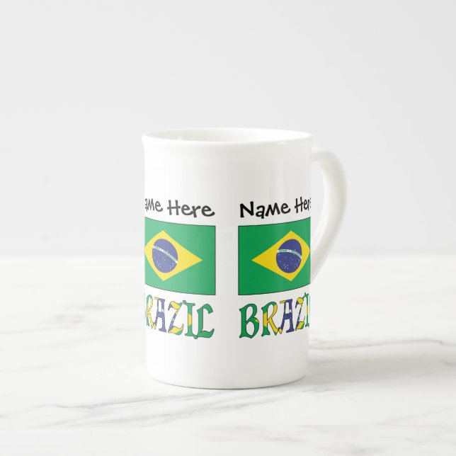 Tasse En Porcelaine Brésil Drapeau brésilien personnalisé (Devant droit)