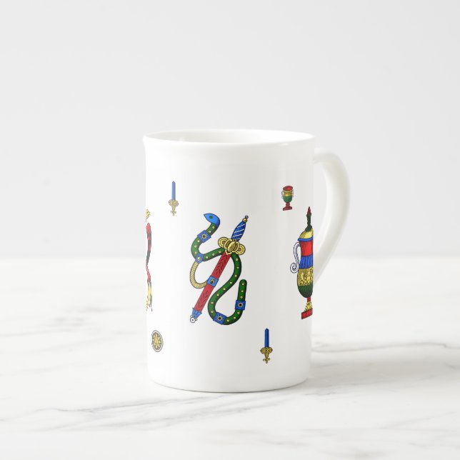 Tasse En Porcelaine Briscola Aces - Design de carte italien (Devant droit)