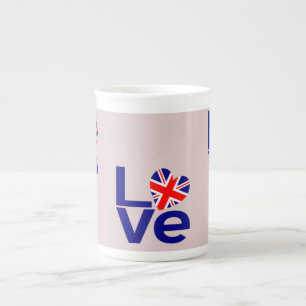 Tasse En Porcelaine British Blue LOVE UK Flag Heart