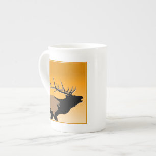 Tasse En Porcelaine Brouillonnant Bull Elk au coucher du soleil Art or