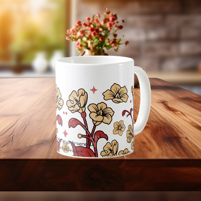 Tasse En Porcelaine Brunt moderne & Sandy Brown Floral PERSONNALISER (Créateur téléchargé)