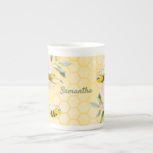 Tasse En Porcelaine Bumble abeilles jaune abeille nom floral