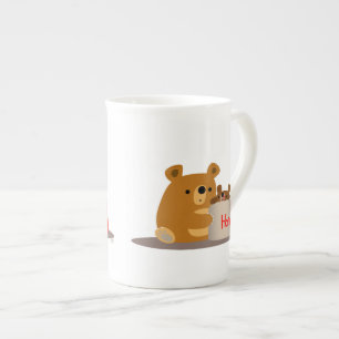 Tasse En Porcelaine Bye Bye Honey ! Mignonne Ours Caricature Os Chine