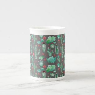 Tasse En Porcelaine cactus and ladybutern pattern - black background