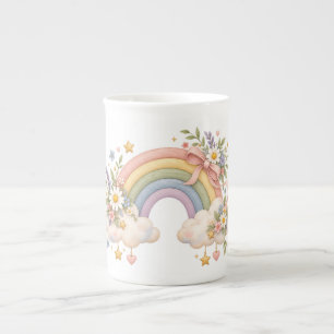 Tasse En Porcelaine Cadeau Arc-en-ciel à l'aquarelle – Nuage Charmant