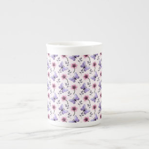 Tasse En Porcelaine Cadeau floral papillon de printemps  