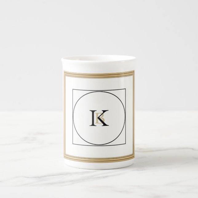 Tasse En Porcelaine Cadre Monogramme élégant Personnalisé Initial & Co (Devant)