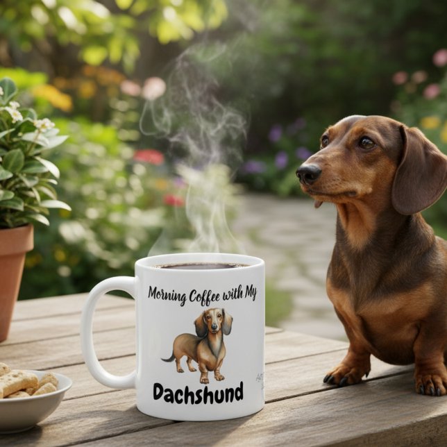 Tasse En Porcelaine Café Brun Sable Élégant Moderne pour DACHSHUND (Créateur téléchargé)