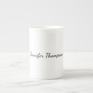 Tasse En Porcelaine Calligraphie Élégant Simple Nom Plain