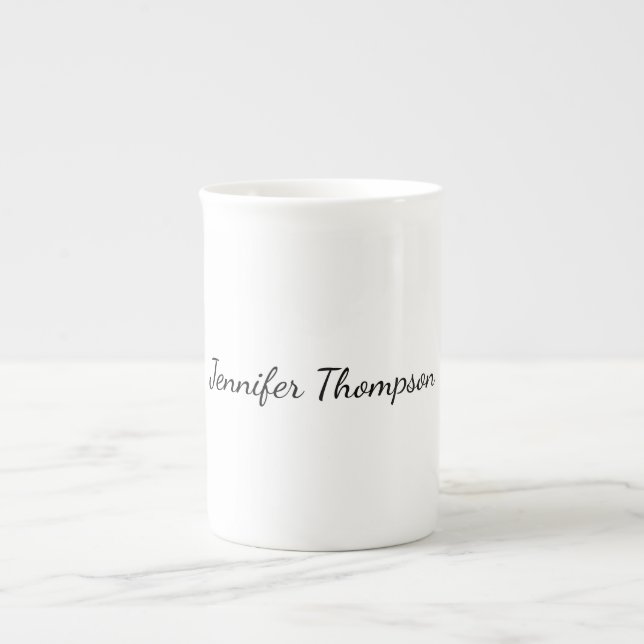 Tasse En Porcelaine Calligraphie Élégant Simple Nom Plain (Devant)
