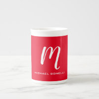 Calligraphie stylisé blanc rouge monogramme votre 