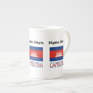 Tasse En Porcelaine Cambodge Drapeau Cambodgien Noir Personnalisé