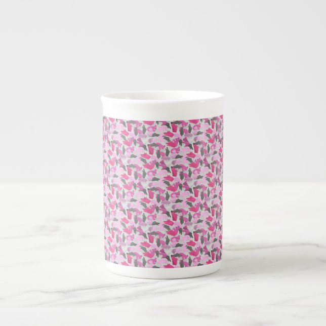 Tasse En Porcelaine Camouflage animal Silhouette rose (Devant)