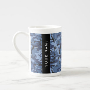 Tasse En Porcelaine Camouflage bleu marine Votre nom Personnalisez