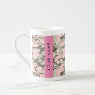 Tasse En Porcelaine Camouflage Rose et Vert Personnalisez votre nom