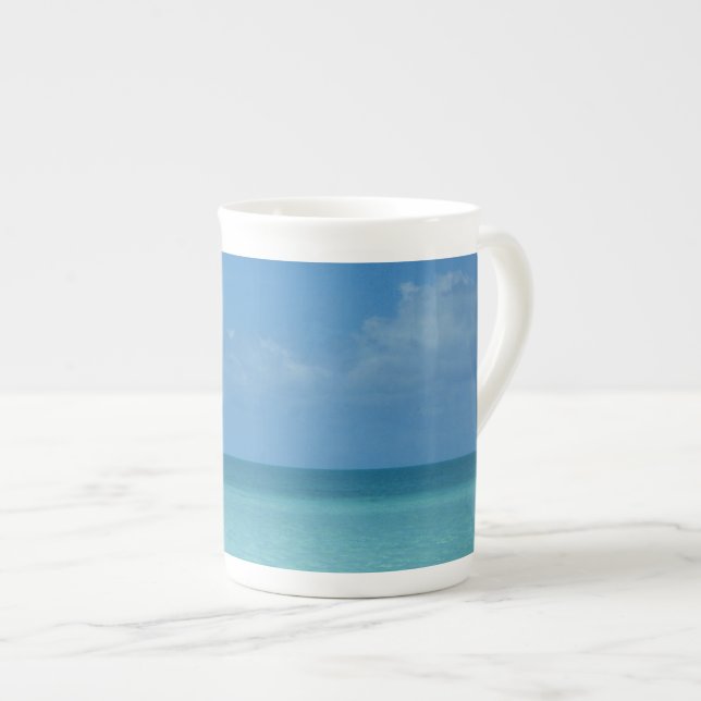 Tasse En Porcelaine Caraïbes Horizon Tropical Turquoise Bleu (Devant droit)