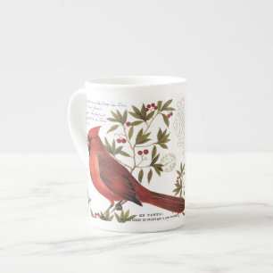 Tasse En Porcelaine cardinal vintage moderne d'hiver