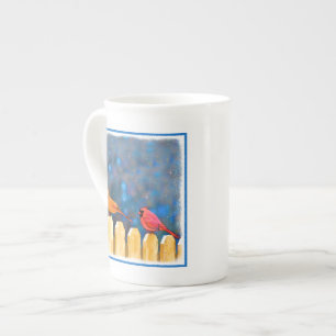 Tasse En Porcelaine Cardinals on the Fence Painting - Art original