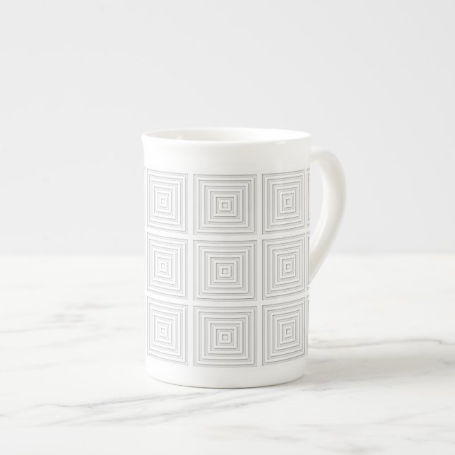 Tasse En Porcelaine Carré blanc géométrique (Devant droit)