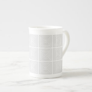 Tasse En Porcelaine Carré Géométrique Blanc