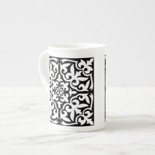 Tasse En Porcelaine Carreau marocain - noir sur fond blanc