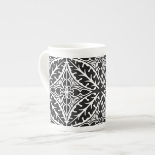 Tasse En Porcelaine Carreaux marocains - noir et blanc