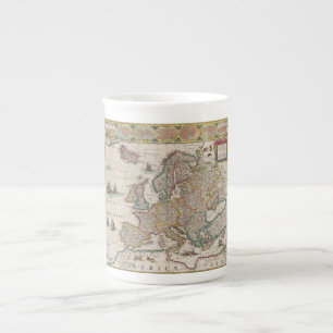 Tasse En Porcelaine Carte de l'Europe médiévale (par Willem Blaeu)