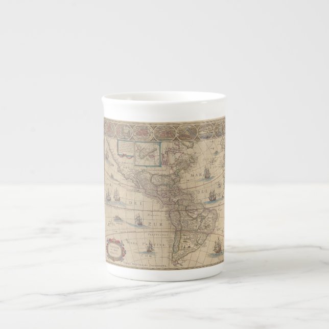 Tasse En Porcelaine Carte historique de l'Amérique (Amérique du Nord e (Devant)