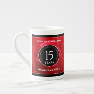 Tasse En Porcelaine Célébration élégante du 15e anniversaire de mariag