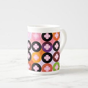Tasse En Porcelaine Cercles multicolores cool et Cloches roses