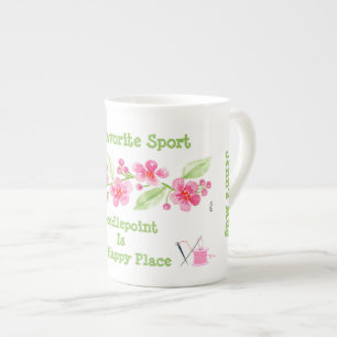 Tasse En Porcelaine Cerisier Peint à la Main Sport Aiguille Hobby Poin