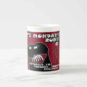 Tasse En Porcelaine C'est lundi et son Mal jumeau mardi Run! Drôle