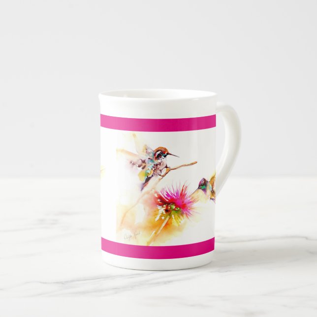 Tasse En Porcelaine "Chardon pour" copie du colibri deux (Devant droit)