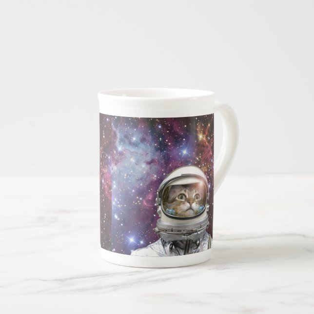 Tasse En Porcelaine Chat Cosmonaut (Devant droit)