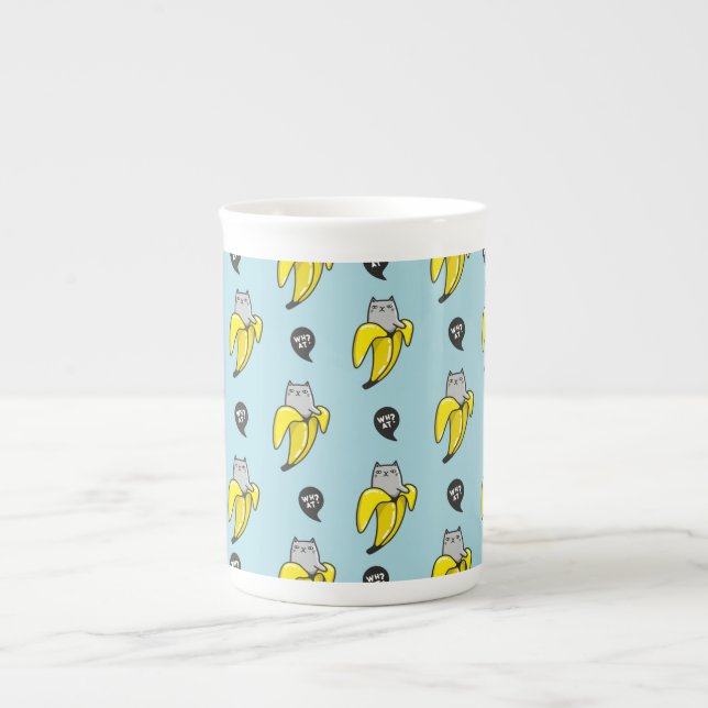 Tasse En Porcelaine Chat en banane (Devant)