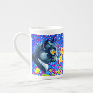 Tasse En Porcelaine Chat en fleurs