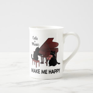 Tasse En Porcelaine Chat Et Musique Me Rendent Heureux, Chat Jouant De