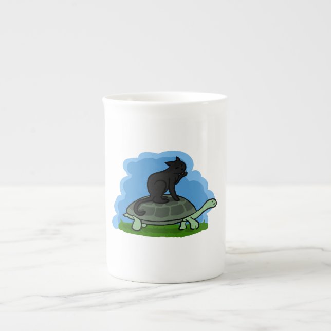 Tasse En Porcelaine Chat Et Tortue (Devant)