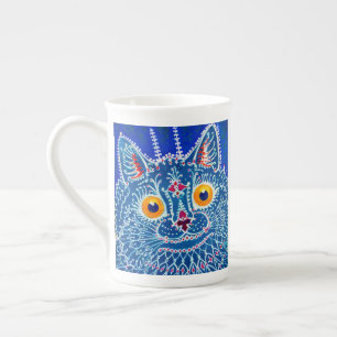 Tasse En Porcelaine Chat gothique bleu