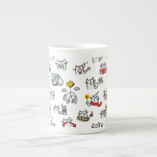 Tasse En Porcelaine Chats amusants, lait et magie.