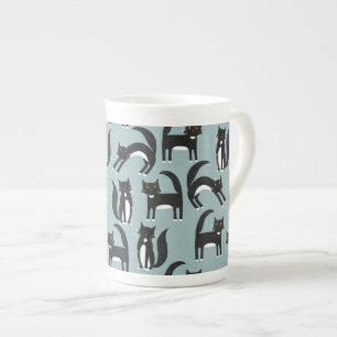 Tasse En Porcelaine Chats Tuxedo noirs et blancs