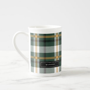 Tasse En Porcelaine Chèque écossais vert et noir